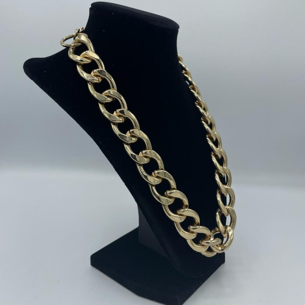 Chunky Gold Statement Chain Necklace - image 3